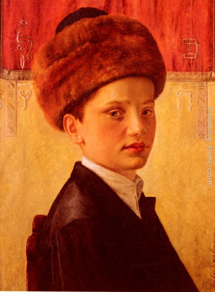Portrait of a Young Chassidic Boy painting - Isidor Kaufmann Portrait of a Young Chassidic Boy art painting